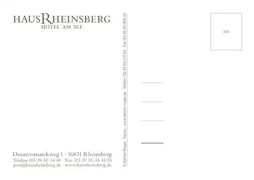 AK / Ansichtskarte 73945973 Rheinsberg_Brandenburg Haus Rheinsberg Hotel am See