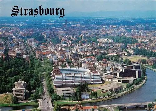 AK / Ansichtskarte  Strasbourg__Strassburg_67_Bas-Rhin Palais de l'Europe et la Cathédrale vue aérienne Europahaus Muenster