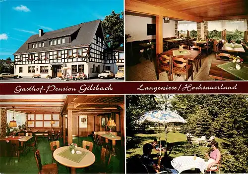 AK / Ansichtskarte 73946180 Langewiese_Winterberg Gasthof Pension Gilsbach Restaurant Garten