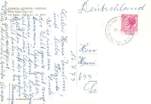 AK / Ansichtskarte  Pederoa_Dolomiti_IT Albergo Pederoa Gasthof