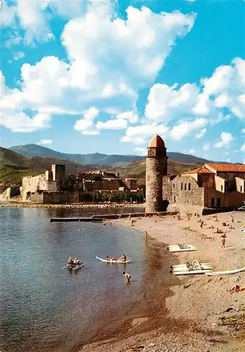 AK / Ansichtskarte  Collioure_66_Pyrenees-Orientales La Plage lEglise Le Chateau des Templiers
