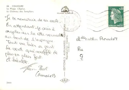 AK / Ansichtskarte  Collioure_66_Pyrenees-Orientales La Plage lEglise Le Chateau des Templiers