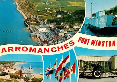 AK / Ansichtskarte  Arromanches-les-Bains_14_Calvados Vue aerienne Port Winston Les vestiges du debarquement du 6 Juin 1955