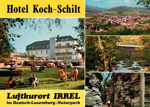 AK / Ansichtskarte 73946473 Irrel_Eifel Hotel Koch Schild Fliegeraufnahme Bruecke Felsen