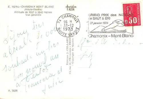 AK / Ansichtskarte  Chamonix_74_Haute-Savoie Vue generale Mont Blanc