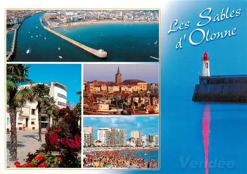 AK / Ansichtskarte  Les_Sables-d_Olonne_85 Lentree du chenal la ville fleurie le quartier de La Chaume le front de mer le phare au bout de la jetee Saint Nicolas