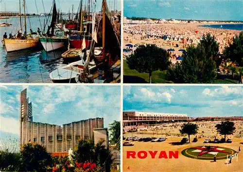 AK / Ansichtskarte  Royan_17 Le Port et le Front de Mer La Grande Plage LEglise Notre Dame La Plage le Front de Mer