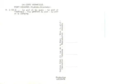 AK / Ansichtskarte  Port-Vendres_66_Pyrenees-Orientales Le port et les quais Le port et lobelisque Vue generale du port Le port et le camping