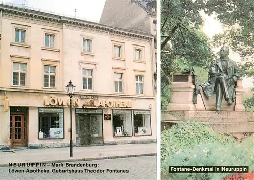 AK / Ansichtskarte 73946608 Neuruppin_Neu-Ruppin Loewen Apotheke Fontane Geburtshaus und Denkmal in Neuruppin