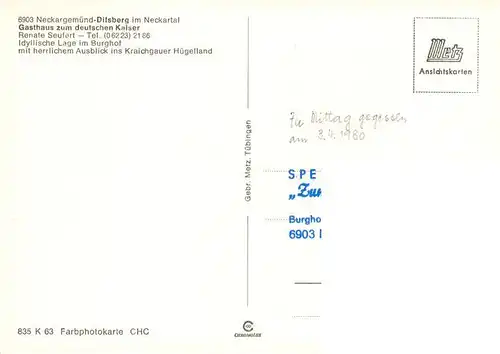 AK / Ansichtskarte 73946616 Dilsberg_Neckar_Neckargemuend Gasthaus zum deutschen Kaiser im Burghof Burgruine