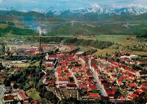 AK / Ansichtskarte 73946619 Schongau_Bayern Panorama Blick gegen Karwendel- und Wettersteinhochgebirge Zugspitze