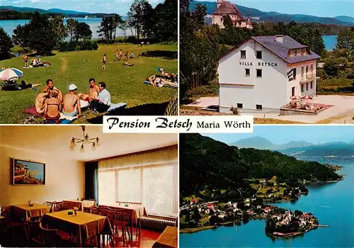 AK / Ansichtskarte  Maria_Woerth_Woerthersee_Kaernten_AT Pension Villa Betsch Liegewiese Luftaufnahme