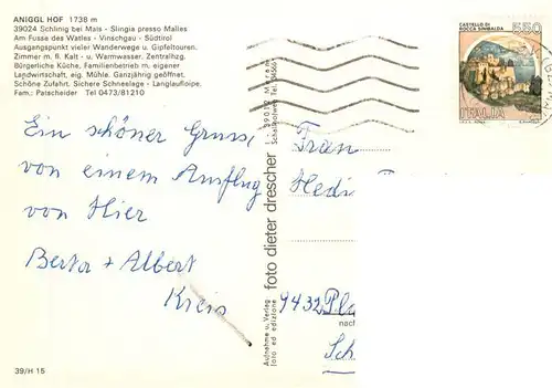 AK / Ansichtskarte  Schlinig_Mals_Suedtirol Aniggl Hof