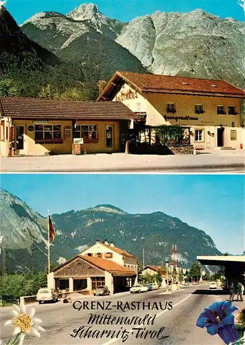 AK / Ansichtskarte 73946673 Mittenwald_Bayern Rasthaus an der Grenze Mittenwald ScharnitzTirol