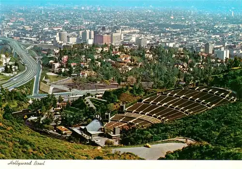 AK / Ansichtskarte 73946749 Hollywood__Los_Angeles_California_USA Hollywood Hills Hollywood Bowl Freeway and Los Angeles in the distance