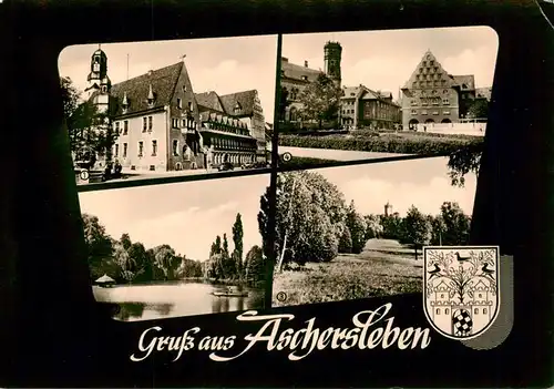 AK / Ansichtskarte  Aschersleben Rathaus Gondelteich Blick zur Poststrasse Westdorfer Warte