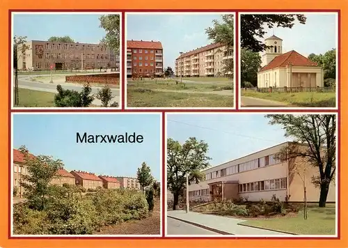 AK / Ansichtskarte 73946796 Marxwalde_Neuhardenberg_Brandenburg Friedrich Engels Obeerschule Hermann Matern Str Ev Kirche Ernst Thaelmann Str Kinderkrippe Jenny Marx