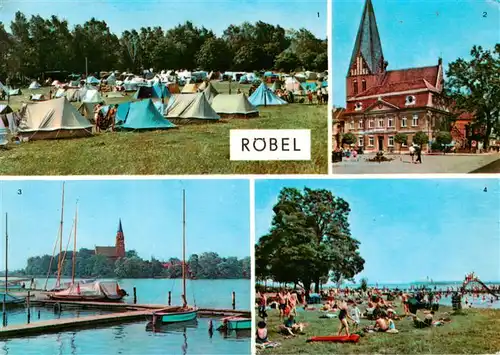 AK / Ansichtskarte 73946818 Roebel_Mueritz Zeltplatz Rathaus Ortspartie Badeanstalt