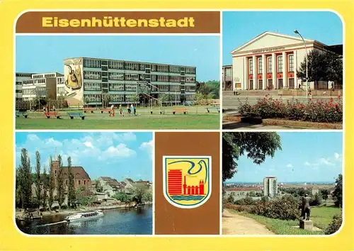 AK / Ansichtskarte 73946842 Eisenhuettenstadt Oberschulen Alfred Jung und Alexander Schulgin Friedrich Wolf Theater Altstadtblick Rosenhuegel