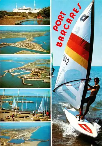 AK / Ansichtskarte  Port-Barcares_66_Pyrenees-Orientales Faehre Luftaufnahmen Port Saint Ange Strand Segelschule Windsurfen