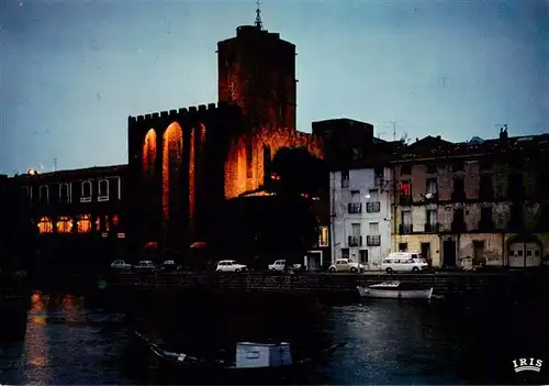 AK / Ansichtskarte  Agde-sur-Mer_34_ Cathédrale Saint Etienne XIIe siècle vue de nuit