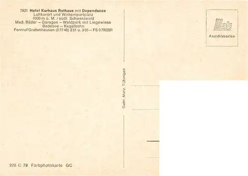 AK / Ansichtskarte  Rothaus_Grafenhausen Hotel Kurhaus Rothaus mit Dependance