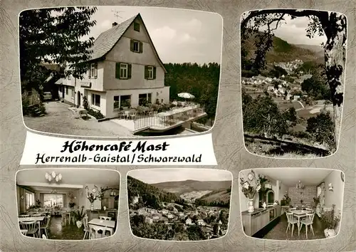 AK / Ansichtskarte 73947051 Gaistal_Bad_Herrenalb Hoehencafé Mast Panorama Schwarzwald Bromsilber