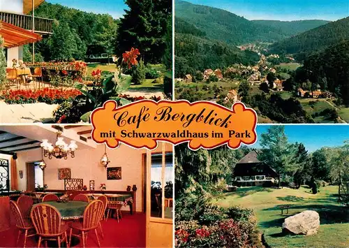 AK / Ansichtskarte 73947078 Bad_Herrenalb Café Bergblick mit Schwarzwaldhaus im Park unteres Gaistal Schwarzwald