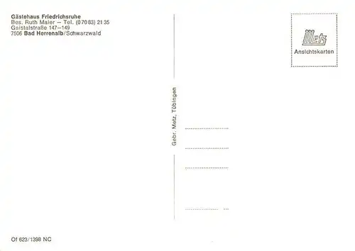 AK / Ansichtskarte  Bad_Herrenalb Gaestehaus Friedrichsruhe