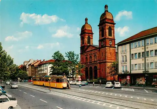 AK / Ansichtskarte  Muehlburg_Karlsruhe Peter- und Paul-Platz Strassenbahn Kirche