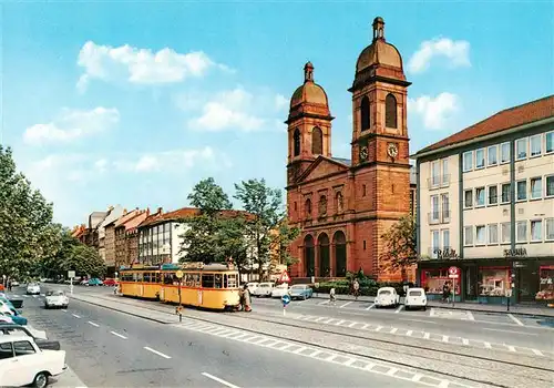 AK / Ansichtskarte  Muehlburg_Karlsruhe Peter- und Paul-Platz Strassenbahn Kirche