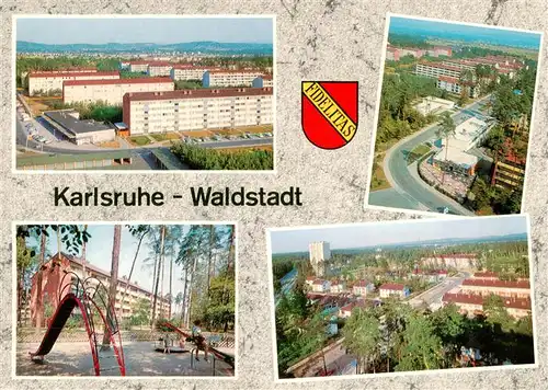 AK / Ansichtskarte  Waldstadt_Karlsruhe Wohnsiedlung Hochhaeuser Kinderspielplatz