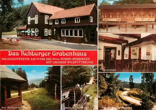 AK / Ansichtskarte 73947152 St_Andreasberg_Harz Rehberger Grabenhaus Waldgaststaette Wasserrad Waldpartie Wildfuetterung