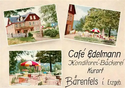 AK / Ansichtskarte  Baerenfels_Erzgebirge_Altenberg Cafe Edelmann Baeckerei Terrasse