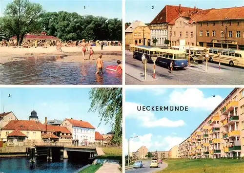 AK / Ansichtskarte  Ueckermuende_Mecklenburg_Vorpommern Am Hallenbad Karl Marx Platz Am Hafen Neubauten