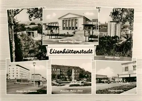 AK / Ansichtskarte  Eisenhuettenstadt Freilichtbuehne Friedrich Wolf Theater Strasse der Republik Heinrich Heine Allee Diehloer Hoehe Dimitroffstrasse