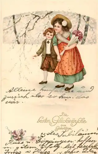 AK / Ansichtskarte  Geburtstag_Birthday_Anniversaire Glueckwunsch Kinder Litho 