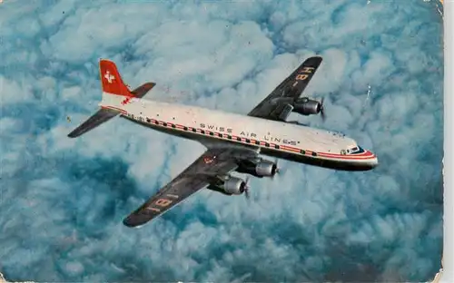 AK / Ansichtskarte  Flugzeuge_Zivil Swissair Transatlantic DC-6 B