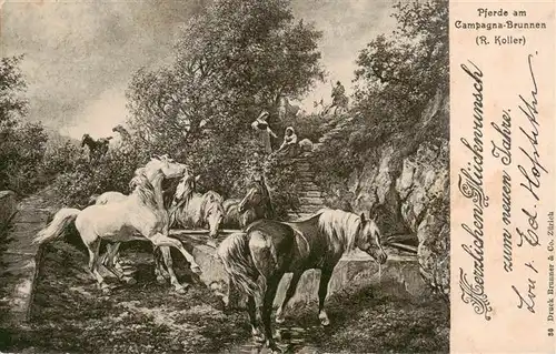 AK / Ansichtskarte  Koller_Rudolf_Kuenstlerkarte Pferde am Campagna-Brunnen 