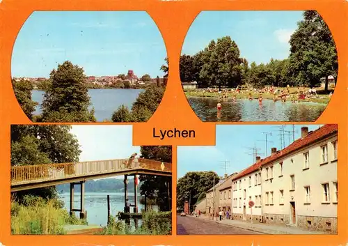 AK / Ansichtskarte 73947281 Lychen Stadtsee Strandbad Fussgaengerbruecke Fuerstenberger Strasse