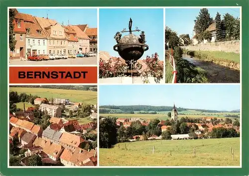 AK / Ansichtskarte  Bernstadt_Loebau Markt Erdachsbrunnen auf dem Markt An der Pliessnitz Blick vom Kirchturm Panorama