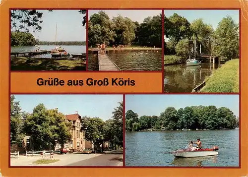 AK / Ansichtskarte 73947345 Gross_Koeris am Klein Koeriser See Freibad Schulzensee Zugbruecke ueber den Moddergraben Teilansicht Bootspartie