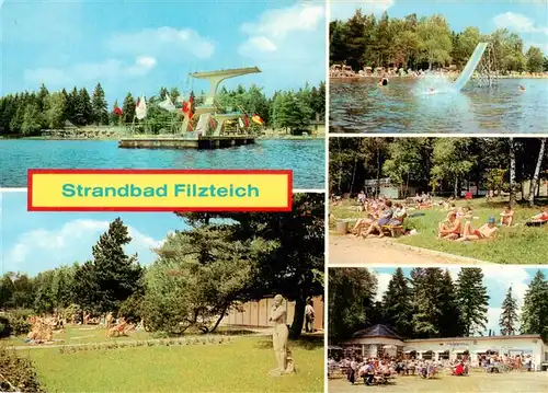 AK / Ansichtskarte 73947346 Schneeberg__Erzgebirge Strandbad Filzeich Park Liegewiese Gaststaette