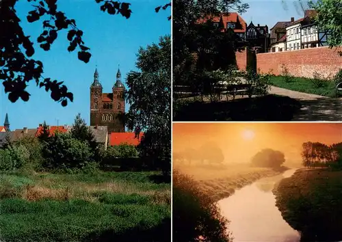 AK / Ansichtskarte 73947402 Seehausen_Altmark_Sachsen-Anhalt Pfarrkirche St Petri Stadtmauer Morgensonne am Aland