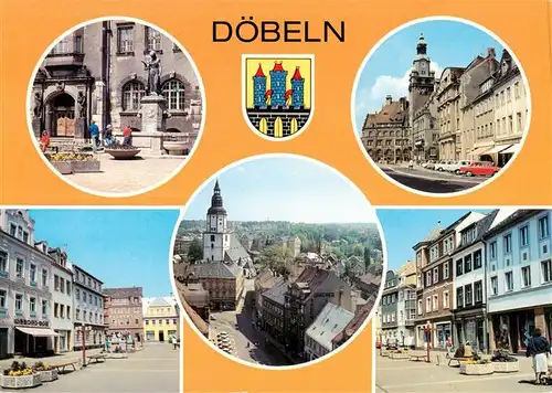 AK / Ansichtskarte  Doebeln_Sachsen Schlegel Brunnen Rathaus Ernst Thaelmann Platz Blick vom Rathaus