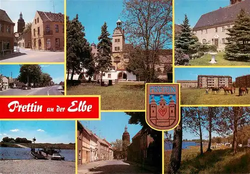 AK / Ansichtskarte  Prettin Lichtenburger Tor Schloss Rathaus Drei Linden Neubauten Elbfaehre Alter Turm Campingplatz