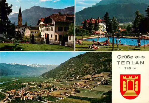 AK / Ansichtskarte  Terlan_Terlano_Suedtirol_IT Kirche Schwimmbad Panorama