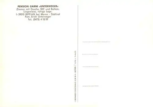 AK / Ansichtskarte  Riffian_Meran_IT Pension Garni Unterweger