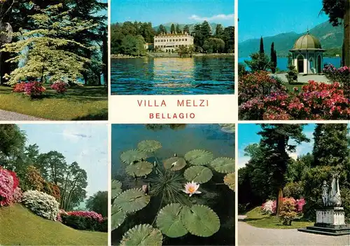 AK / Ansichtskarte 73947451 Bellaggio_Bellagio_Lago_di_Como_IT Villa Melzi Park Seerosenteich Kapellchen