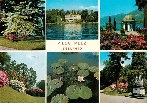 AK / Ansichtskarte  Bellaggio_Bellagio_Lago_di_Como_IT Villa Melzi Park Seerosenteich Kapellchen